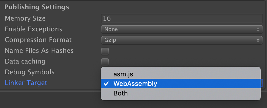 Unity Editor switching from asm.js to WebAssembly