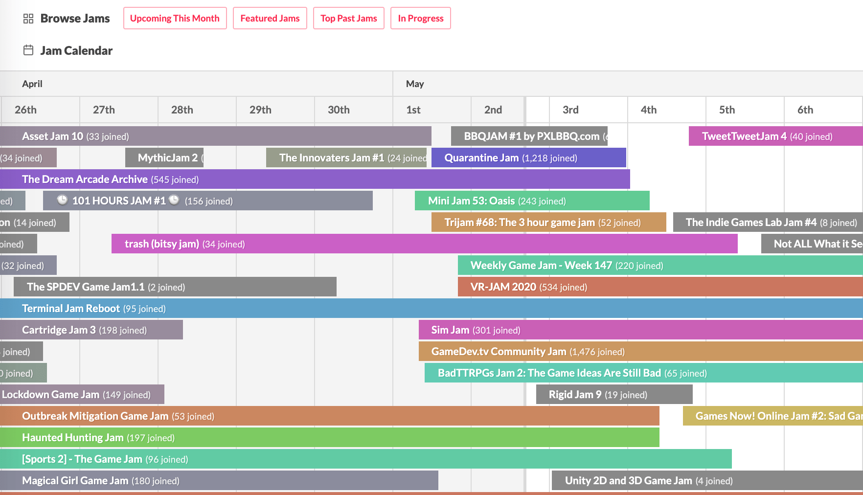 Game Jam Calendar Screenshot